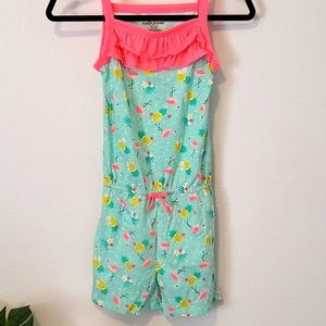 Cute Sleeveless Flamingo Jumper Shorts for Little Girls Size M 7/8 NWOT